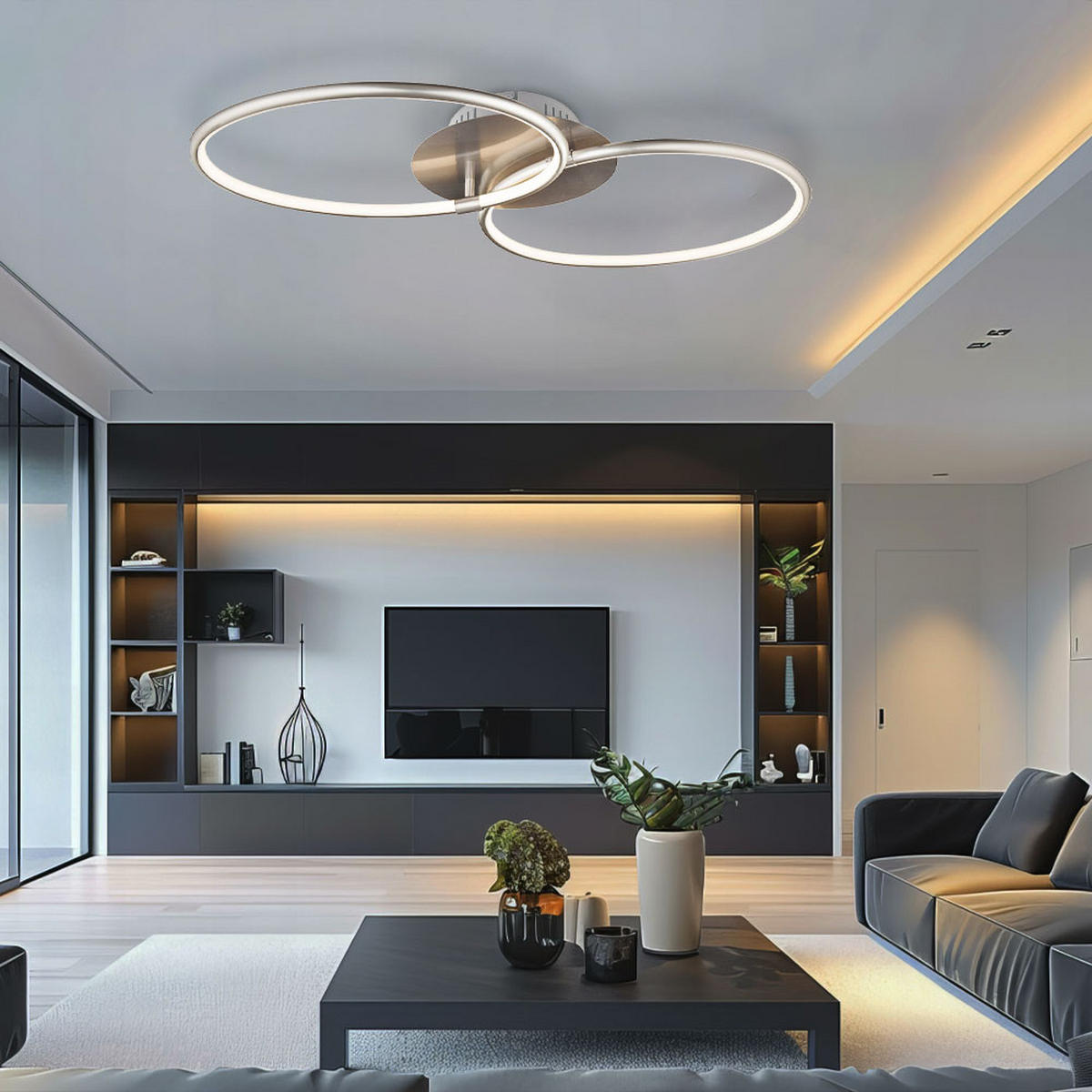 LED DECKENLEUCHTE KYLE Silber Metall - Silberfarben, Metall (70/40/8.6cm) - Globo Lighting