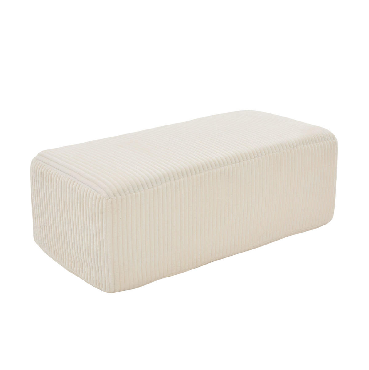 SESSEL aus Cord 147x110x67 cm Beige mit Fußhocker, Seitentaschen und montagefreiem Komfort - Beige, Textil (110/67/147cm) - Modfu
