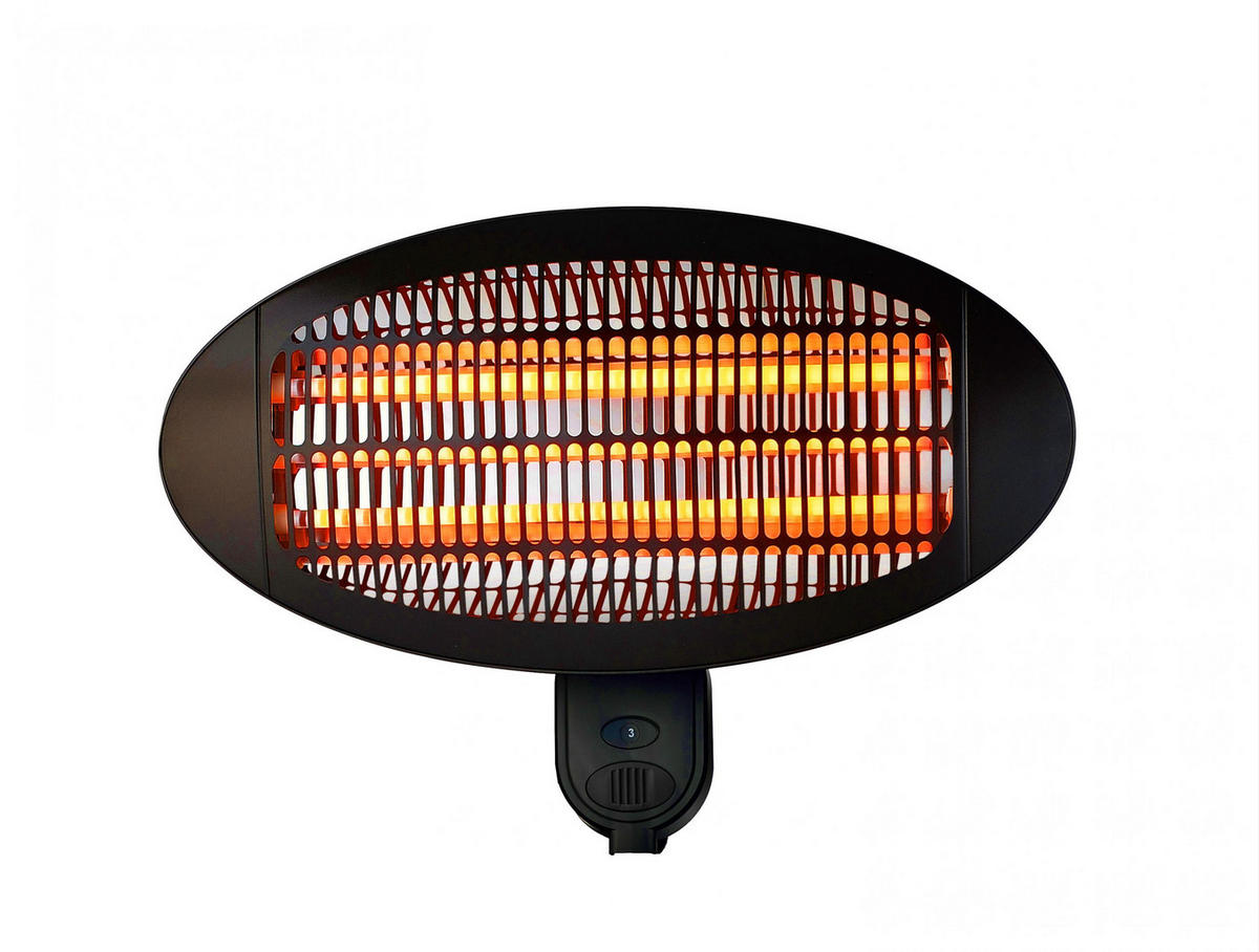 HALOGEN-HEIZUNG für Wandmontage Schwarz für Außenbereich und Bad 2000 W - Schwarz, Kunststoff/Metall (50/32/15cm) - Purline