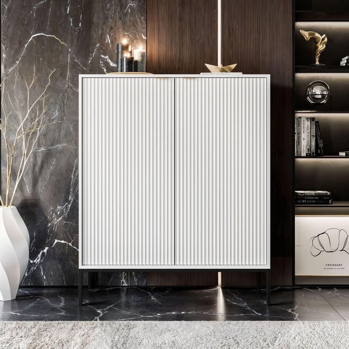 HIGHBOARD CORTADO K104 ZWEIFLUEGELIG WEISS - Schwarz/Weiß, Holzwerkstoff (104/125/39cm) - Lookway