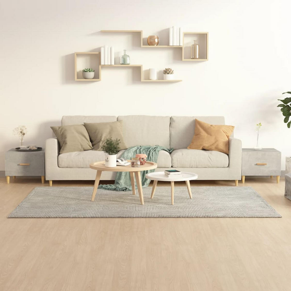 COUCHTISCHE 2 Stk. Betongrau 50x50x40 cm Holzwerkstoff - Grau, Holzwerkstoff (50/50/40cm) - furnicato