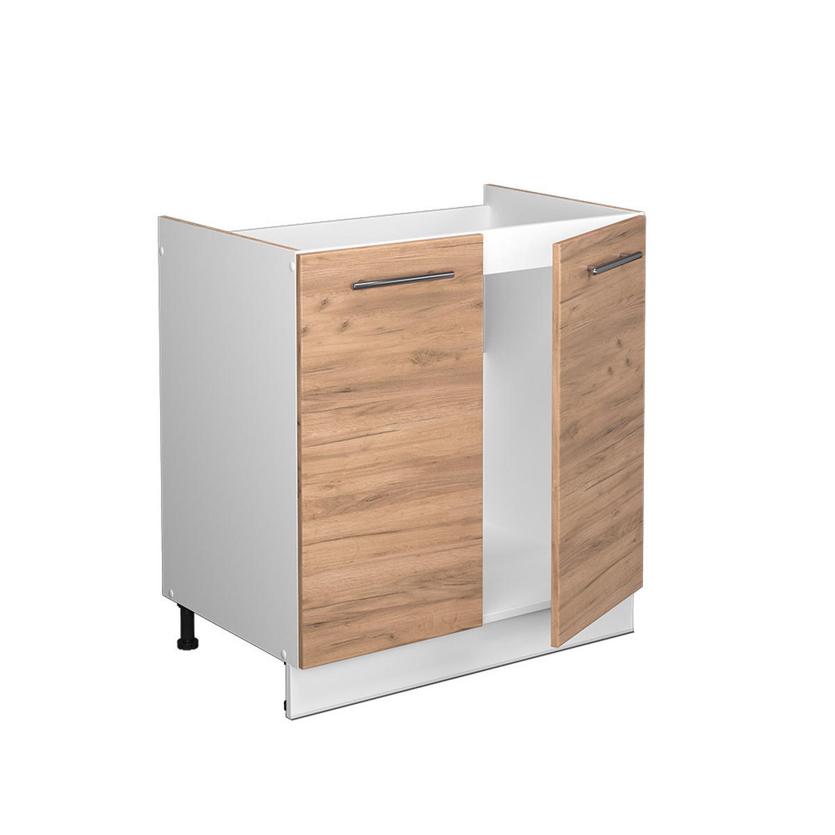 SPÜLENUNTERSCHRANK Fame-Line Goldkraft Eiche 80 cm, AP Marmor - Eiche Wotan/Weiß, Holzwerkstoff (80/82/60cm) - Vicco