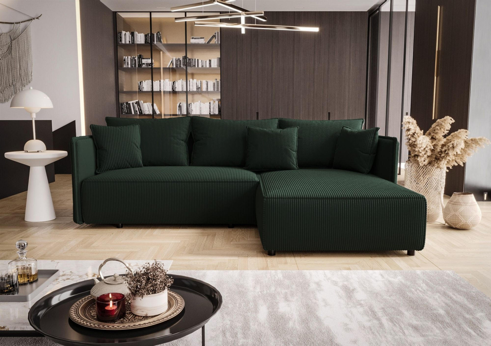 ECKSOFA Evora - Grün, Holzwerkstoff/Textil (245/185cm) - Fun Möbel