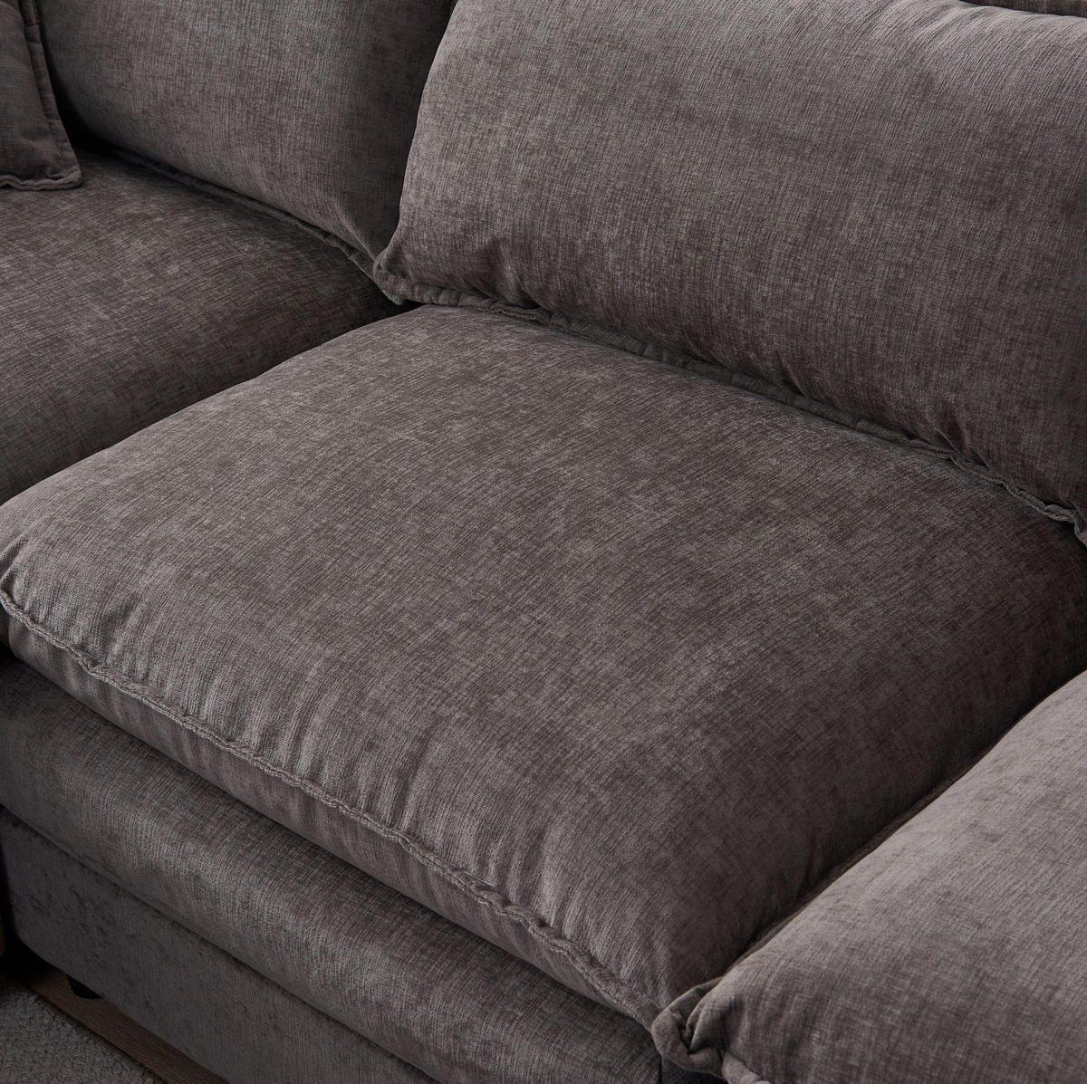 ECKSOFA 266/160/83 cm aus Chenille mit modularem Hocker Grau - Grau, Textil (154/267cm) - Modenvie