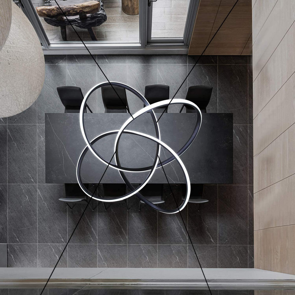 LED-PENDELLEUCHTE Kaelindra 58/150/20 cm - Schwarz, Metall (150/20/150cm) - ZMH