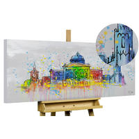 RUČNE MAĽOVANÝ AKRYLOVÝ OBRAZ 120/60 cm, sivý, krajinný motív - sivá, drevo/textil (120/60cm) - KUNSTLOFT