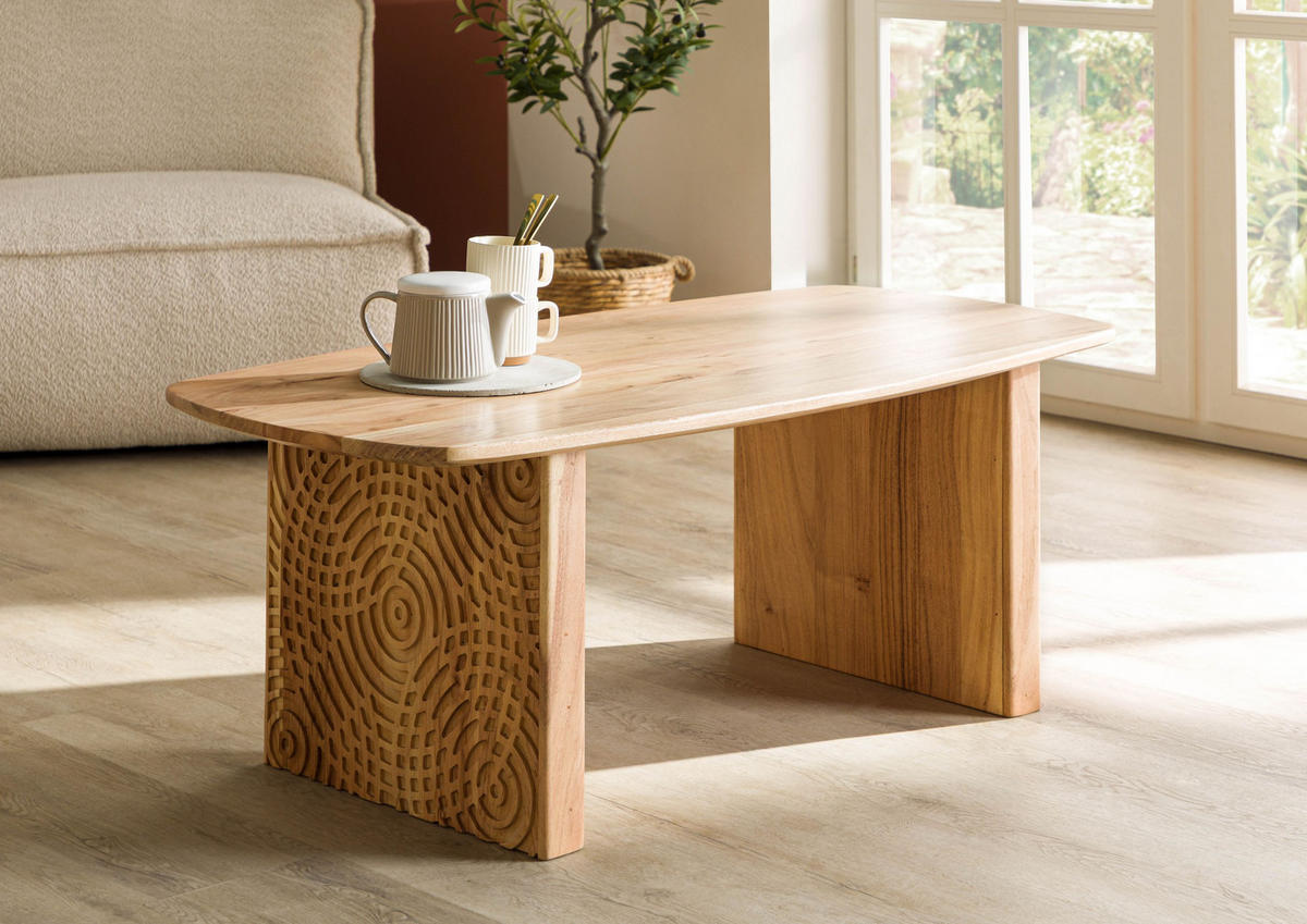 COUCHTISCH Akazie 120x60x45 natur lackiert MARRAKESCH #23 - Braun, Holz (120/60/45cm) - Massivmoebel24
