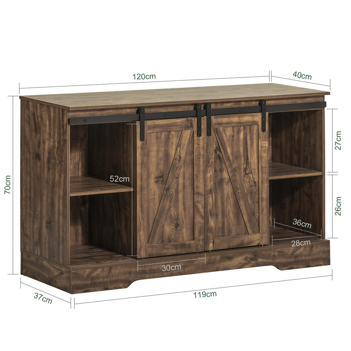 SIDEBOARD Vintage - Naturfarben, Holzwerkstoff (120/70/40cm) - SoBuy