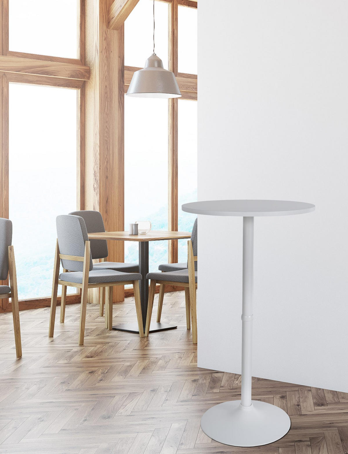 BARTISCH rund 60 cm Holz weiß/weiß - Weiß, Holz/Metall (60/108/60cm) - CLP