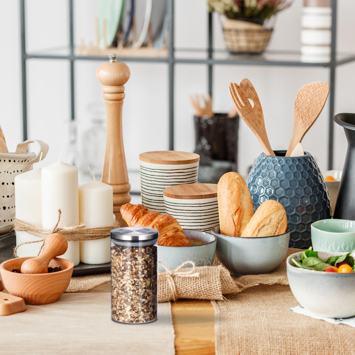 3XVORRATSGLAS - Transparent, Glas/Kunststoff (9.5/18/9.5cm) - Relaxdays