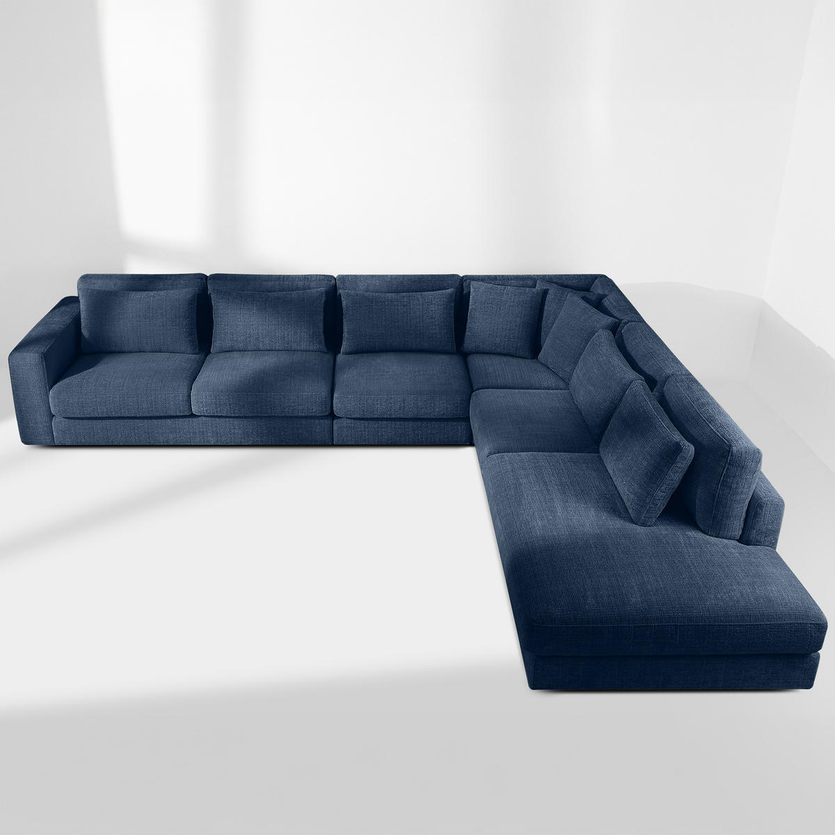 ECKSOFA XL rechts VERUS - Dunkelblau, Holz/Holzwerkstoff (377/328cm) - KONSIMO®