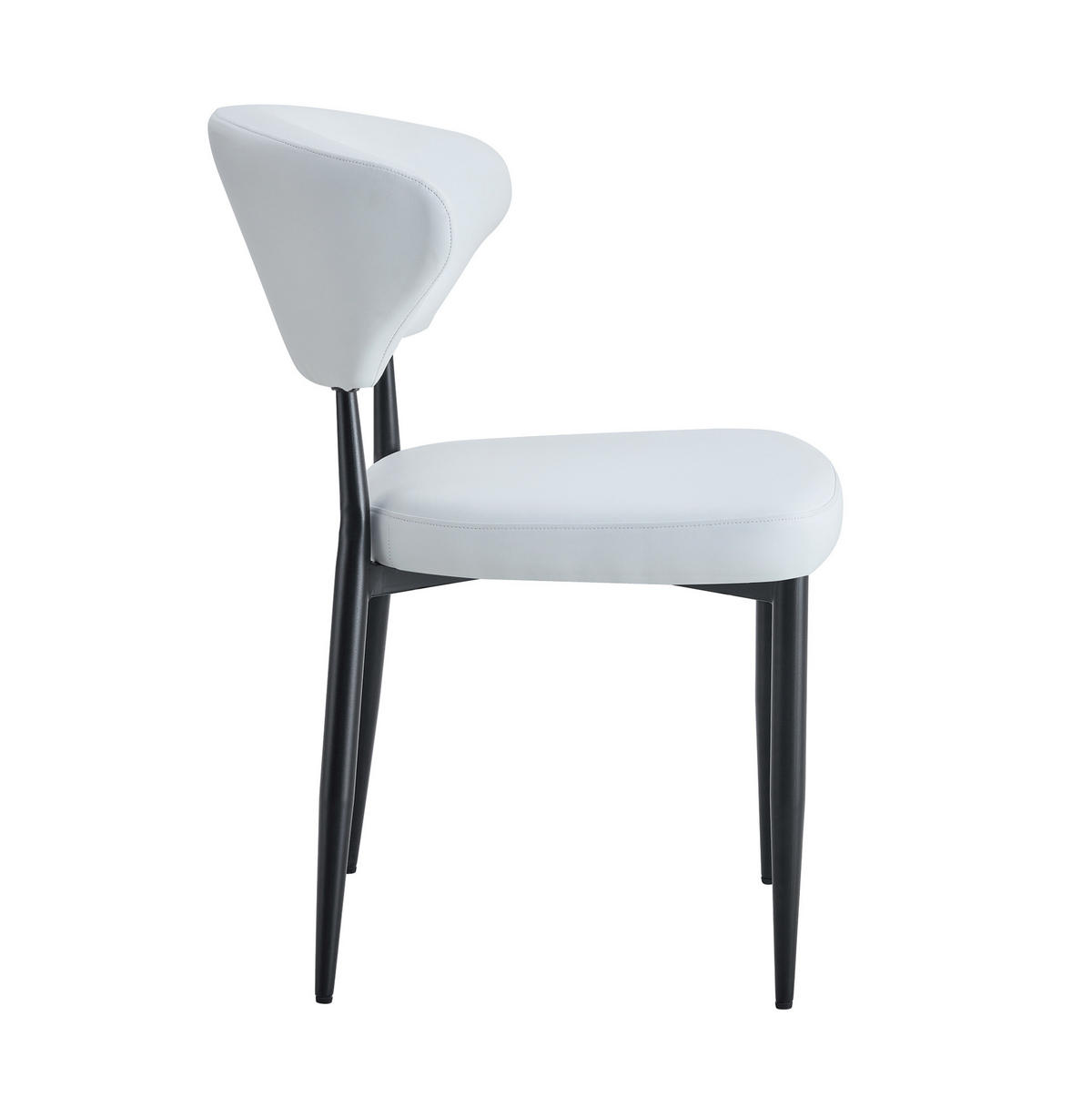 ESSZIMMERSTUHL ergonomisch 2er-Set Weiß mit schwarzen Metallbeinen - Weiß, Metall (45/80/50cm) - Meubliv