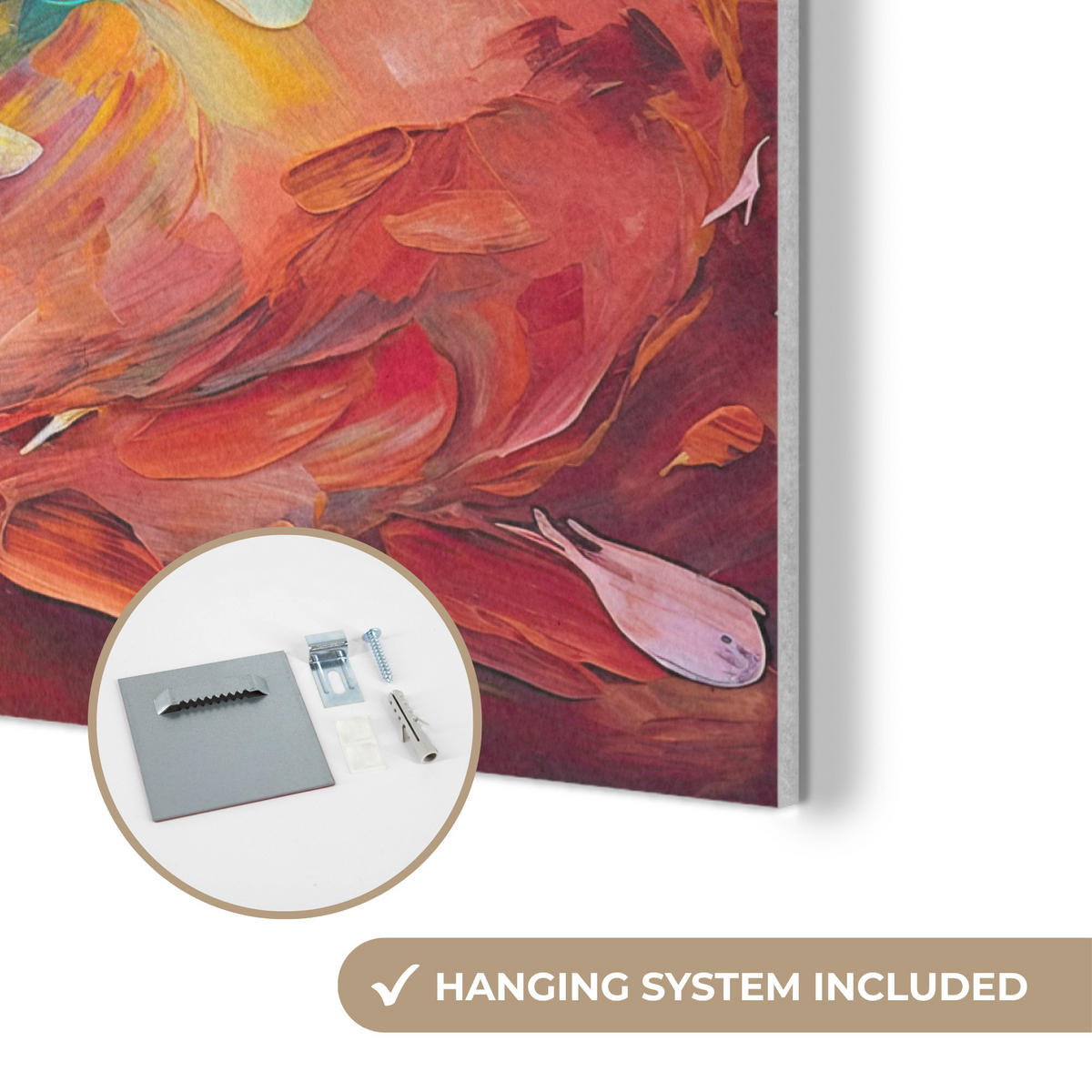 AKUSTIKBILD Ölgemälde - Kunst - Abstrakt - Farbenfroh Gemälde 80x60 cm - Altrosa, Textil (80/60/0.9cm) - MuchoWow
