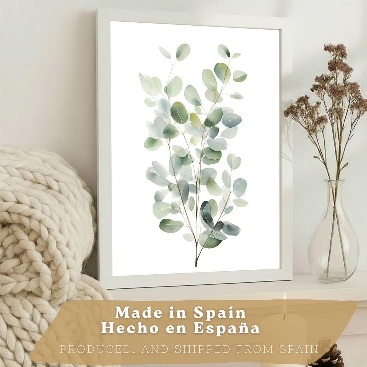 PLAKAT Sada 3 Zelené A4 Bílý rám - bílá, papír (29.7/1/21cm) - Nacnic