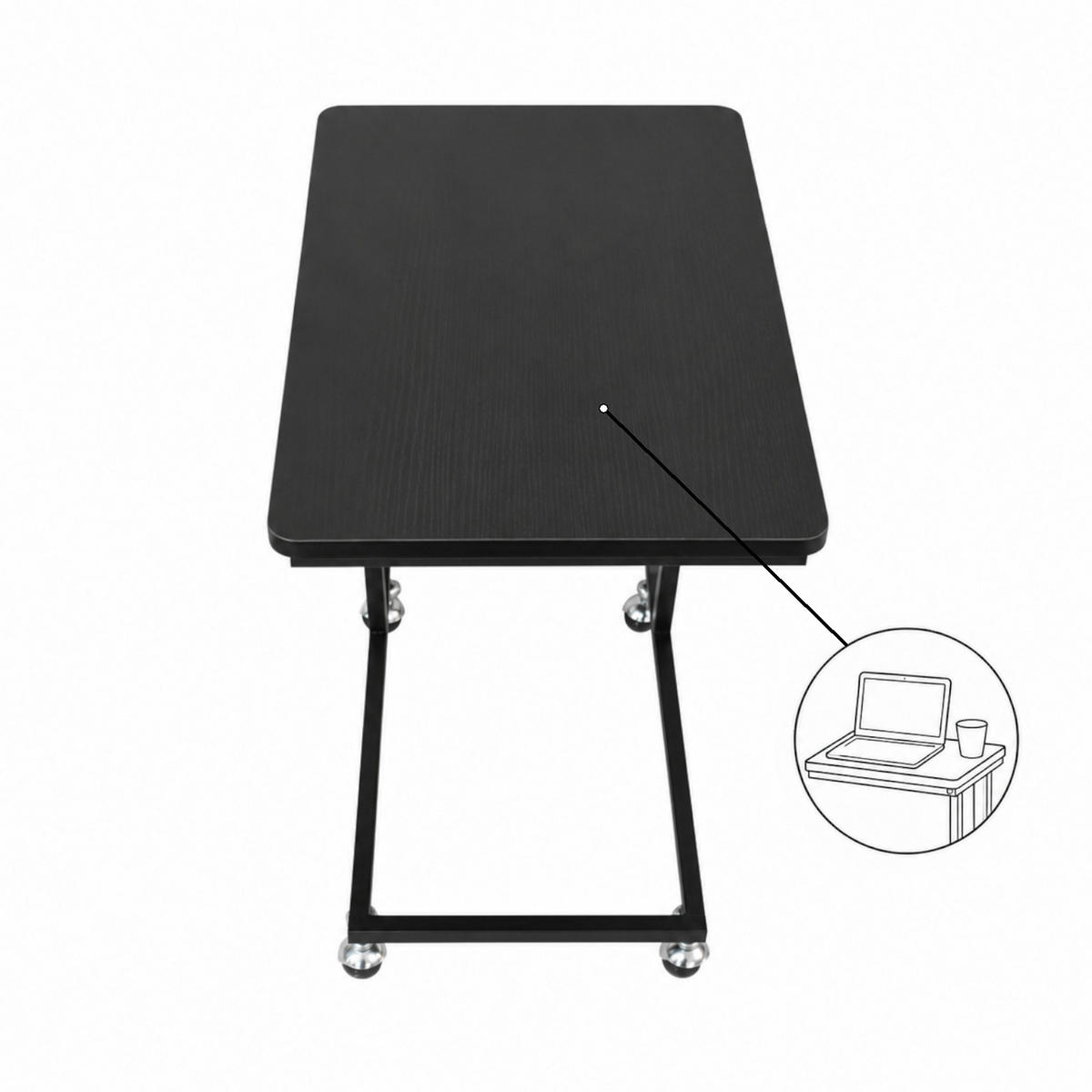 BEISTELLTISCH Metall MDF Schwarz mit Rollen oder Standfüßen 50x35x54 cm - Schwarz, Metall (50/35/54cm) - Begryf