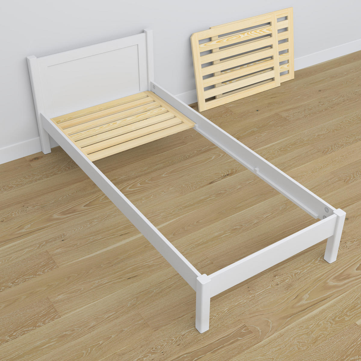 BETT N02 Weiß 80/190 - Weiß, Naturmaterialien/Holz (80/190cm) - N-Wood