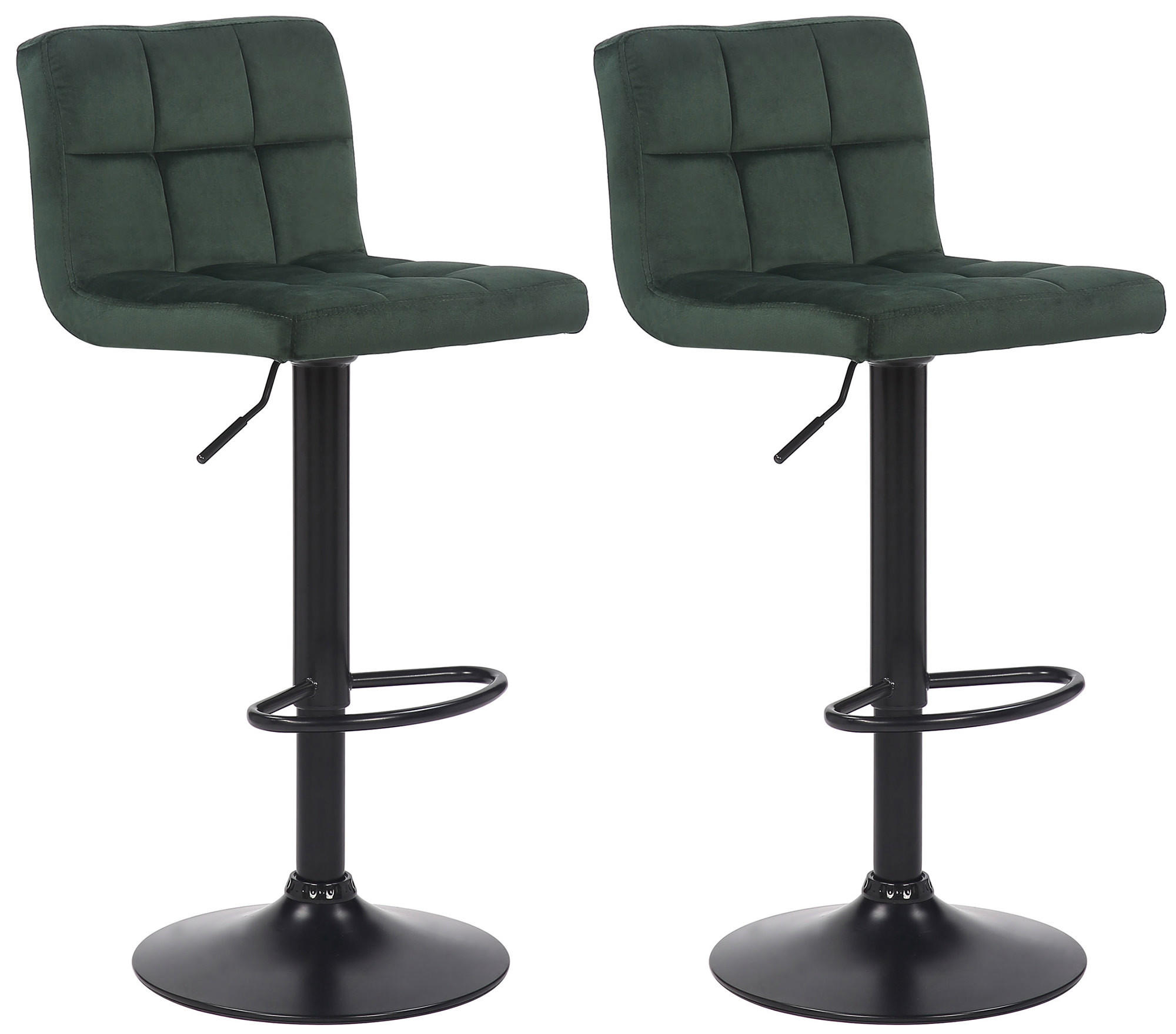 BARHOCKER 2er Set Samt Grün - Schwarz/Grün, Textil/Metall (40/85/40cm) - CLP