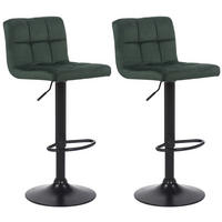 BARHOCKER 2er Set Samt Grün - Schwarz/Grün, Textil/Metall (40/85/40cm) - CLP