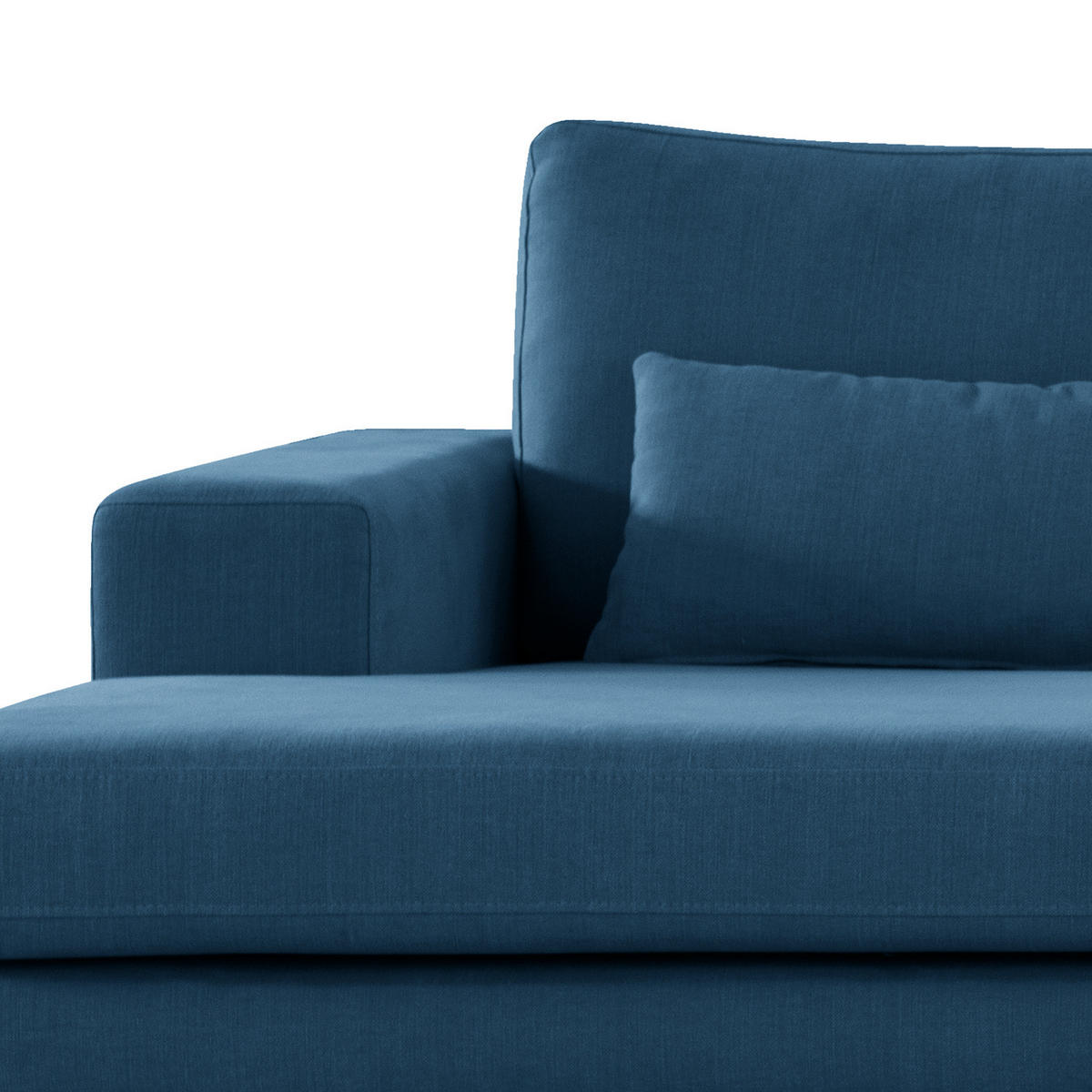 ECKSOFA mit Longchair - Blau/Eichefarben, Naturmaterialien/Eichenholz (281/153cm) - home24