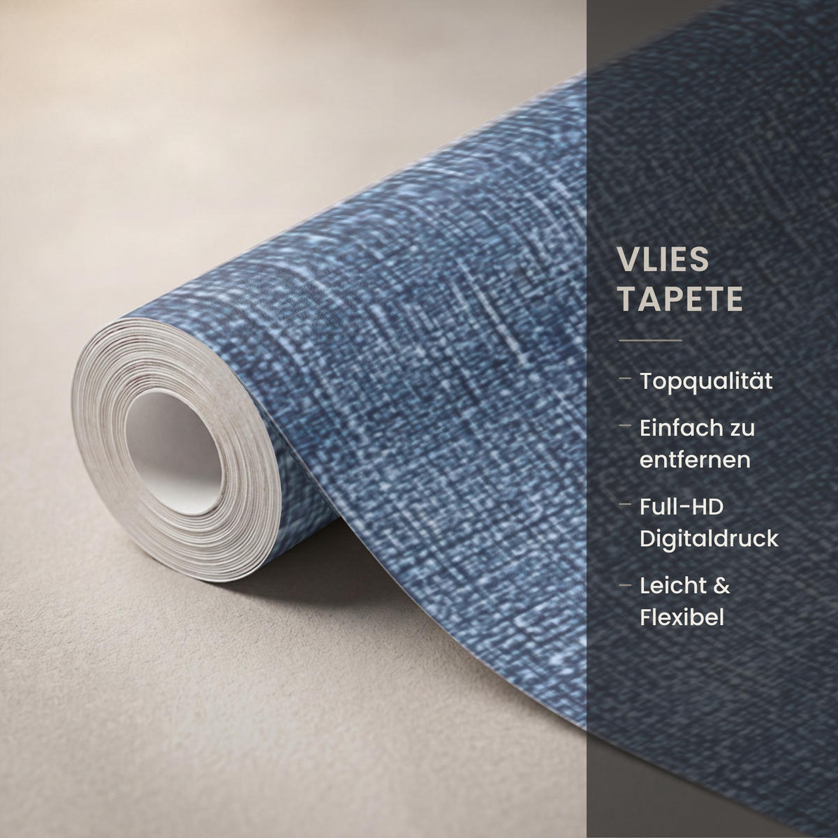 TAPETE - Leinen - Textur - Muster - Denim - Rustikal - 300x220 cm - Blau, Papier (300/220cm) - OnlyWow