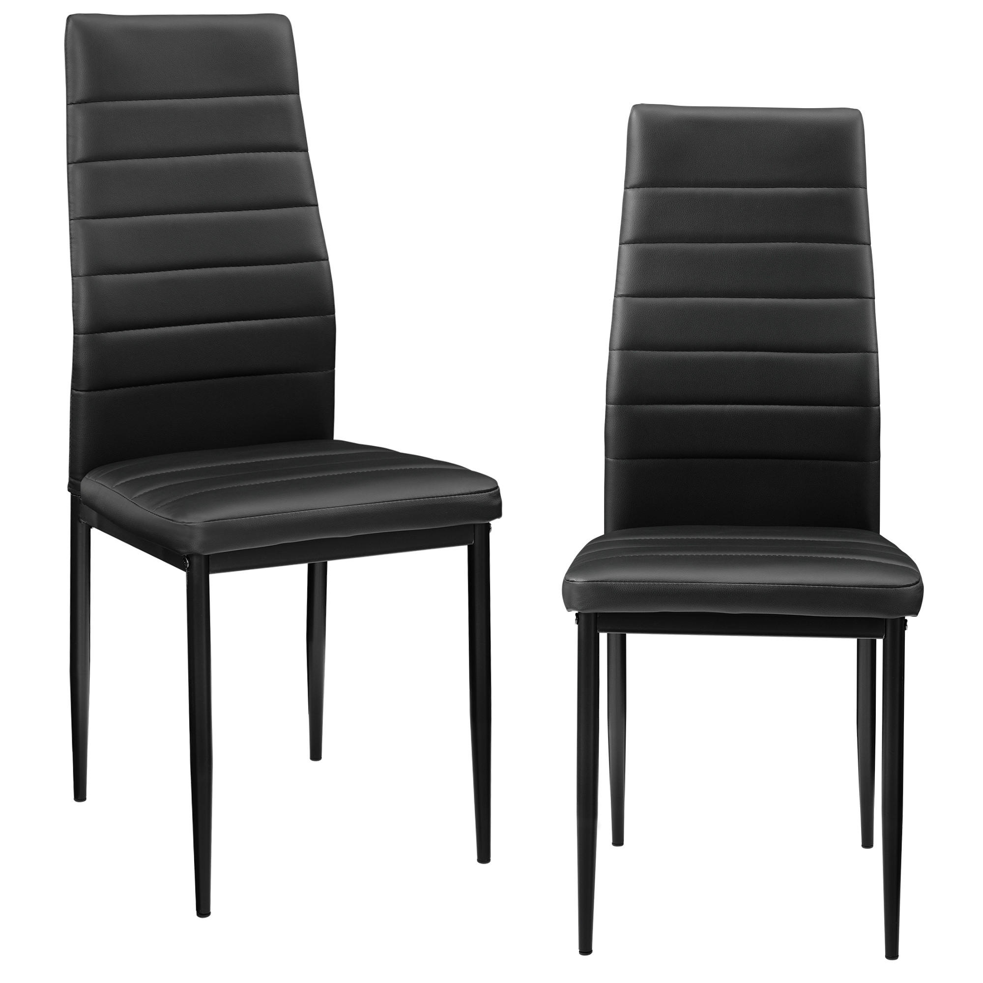 ESSZIMMERSTUHL Lidköping 2er Set - Schwarz, Leder (43/96/52cm) - [en.casa]