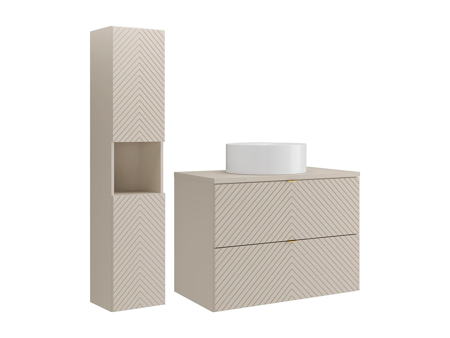 BADMÖBEL-SET - 80 x 46.5 - holz - beige Dorioni - Weiß, Holz (80/61.6/46.5cm) - Vente-Unique