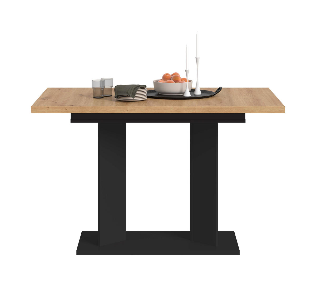 ESSTISCH GUSTAV (B/H/T: ca. 160/76/80 cm) in schwarz/Artisan Eiche Nachbildung - Schwarz, Holzwerkstoff (80/160/76cm)