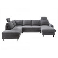 WOHNLANDSCHAFT mit Schlaffunktion und Bettkasten - Dunkelgrau/Schwarz, Textil (305/88/200cm) - myHomelando