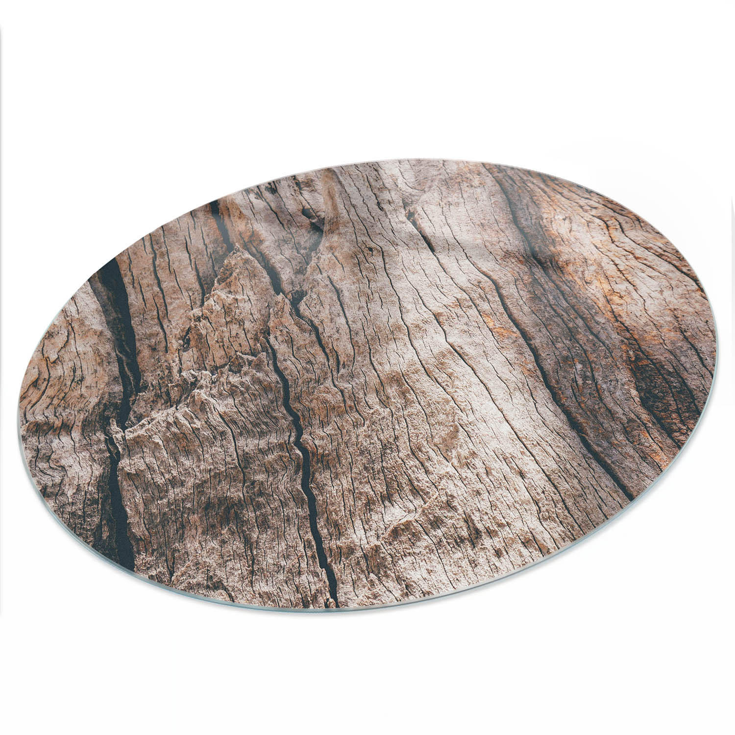 TISCHPLATTE fi80 cm – Holzstruktur - Braun, Glas (80/80/0.4cm) - Wallfluent