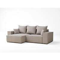 ECKSOFA MIT SCHLAFFUNKTION Moyo Beige Webstoff - Schwarz/Grau, Holz/Holzwerkstoff (255/148cm) - Maison de Reve