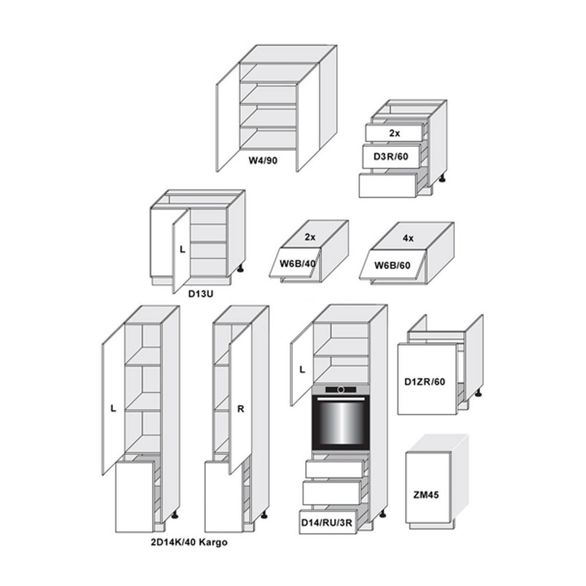WINKELKÜCHE Avellino grau / stone grey matt 330 / 200 / 243cm 16-teilig - Grau, Holzwerkstoff (330/243/200cm) - Feldmann-Wohnen