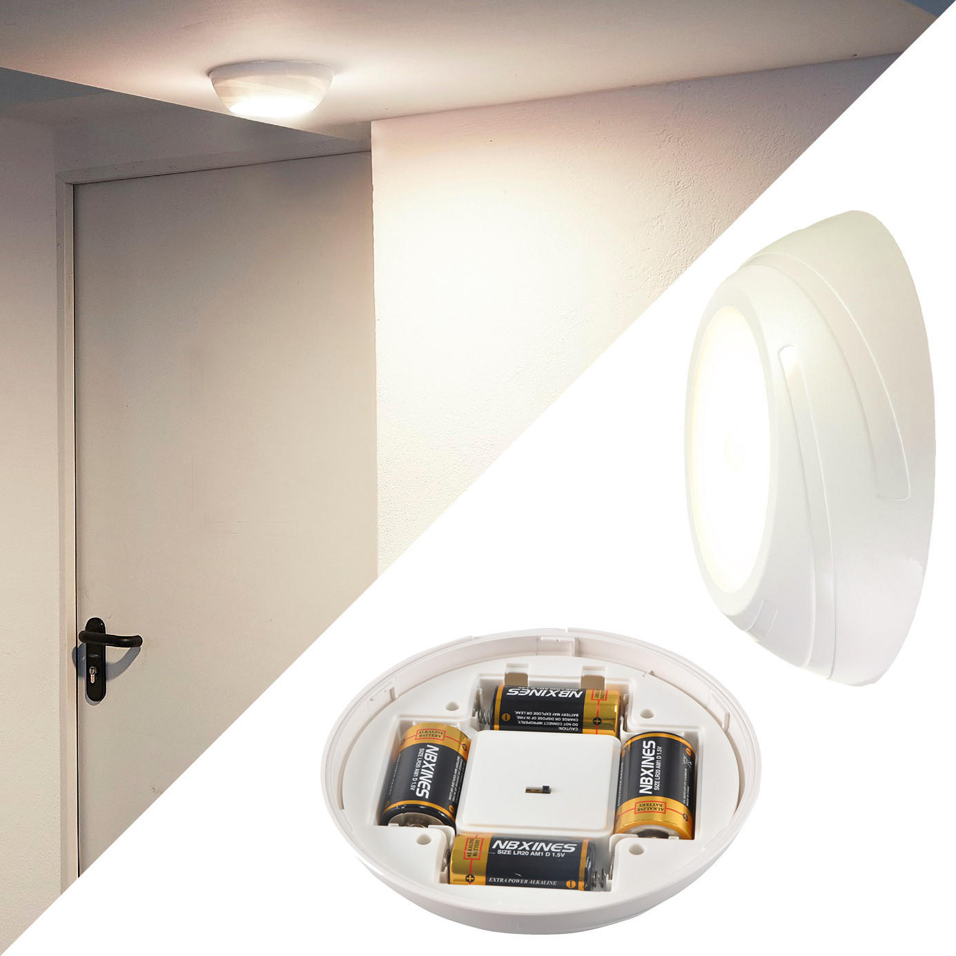 LED-SENSORLEUCHTE - warmweiß mit Bewegungsmelder und Dämmerungssensor für Wand- und Deckenmontage - Weiß, Kunststoff (19/19/5.5cm) - Northpoint