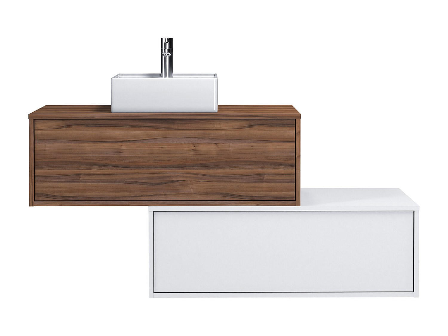 EINZELWASCHTISCH - 94 cm x 47 cm - Holz, Platte - Naturfarben Dunkel, Weiß - TEANA - Naturfarben/Weiß, Holz (94/32/47cm) - Vente-Unique