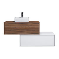 EINZELWASCHTISCH - 94 cm x 47 cm - Holz, Platte - Naturfarben Dunkel, Weiß - TEANA - Naturfarben/Weiß, Holz (94/32/47cm) - Vente-Unique