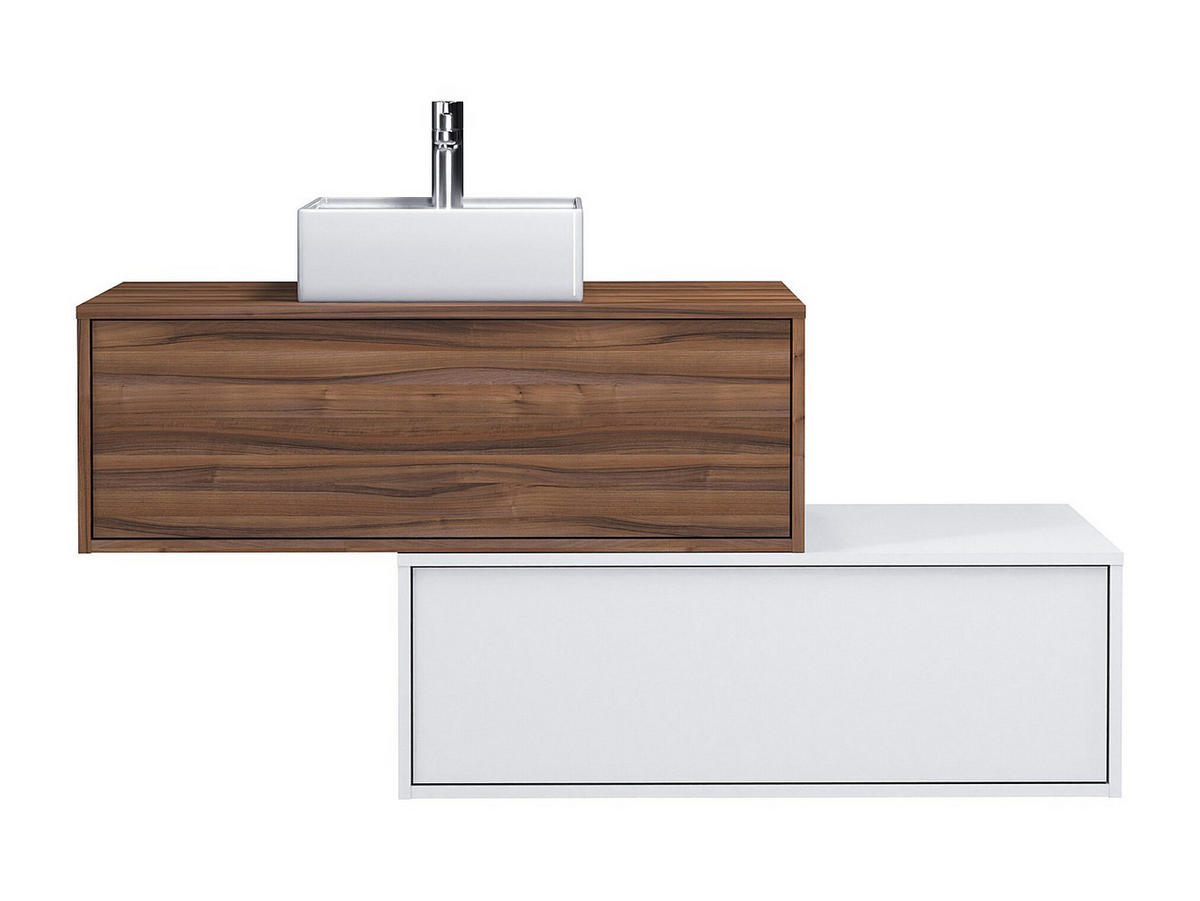 EINZELWASCHTISCH - 94cm x 47cm - Holzspan - naturfarben dunkel, weiß - TEANA - Naturfarben, Holz (94/32/47cm) - Vente-Unique