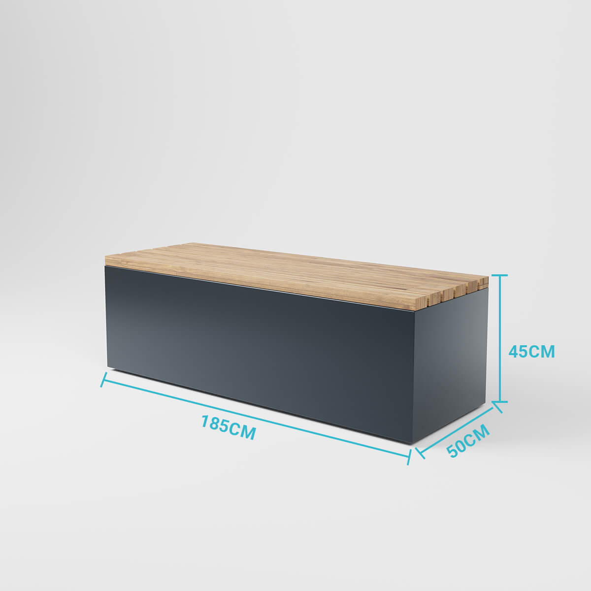 SITZBANK Anthrazit - Anthrazit, Holz (185/45/50cm) - glasprofi24