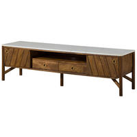 TV-BOARD Mango 180x45x50 braun geölt / echter Marmor LOS ANGELES #03 - Braun, Holz (180/50/45cm) - Massivmoebel24