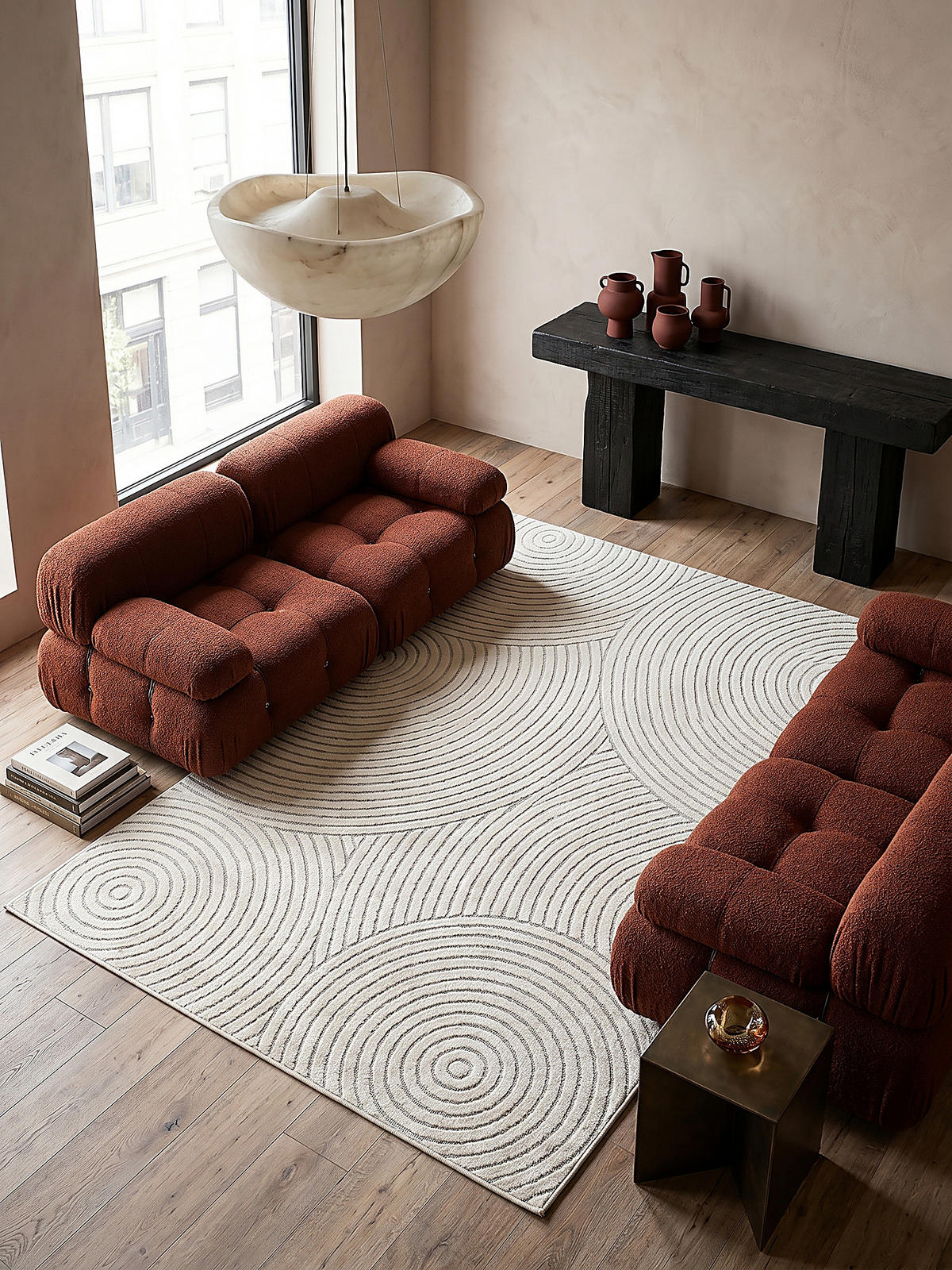 TEPPICH Outdoor Geometrisch MEZEN Polypropylen Creme 120 x 160 cm - Beige, Textil (120/160cm) - KADIMA DESIGN