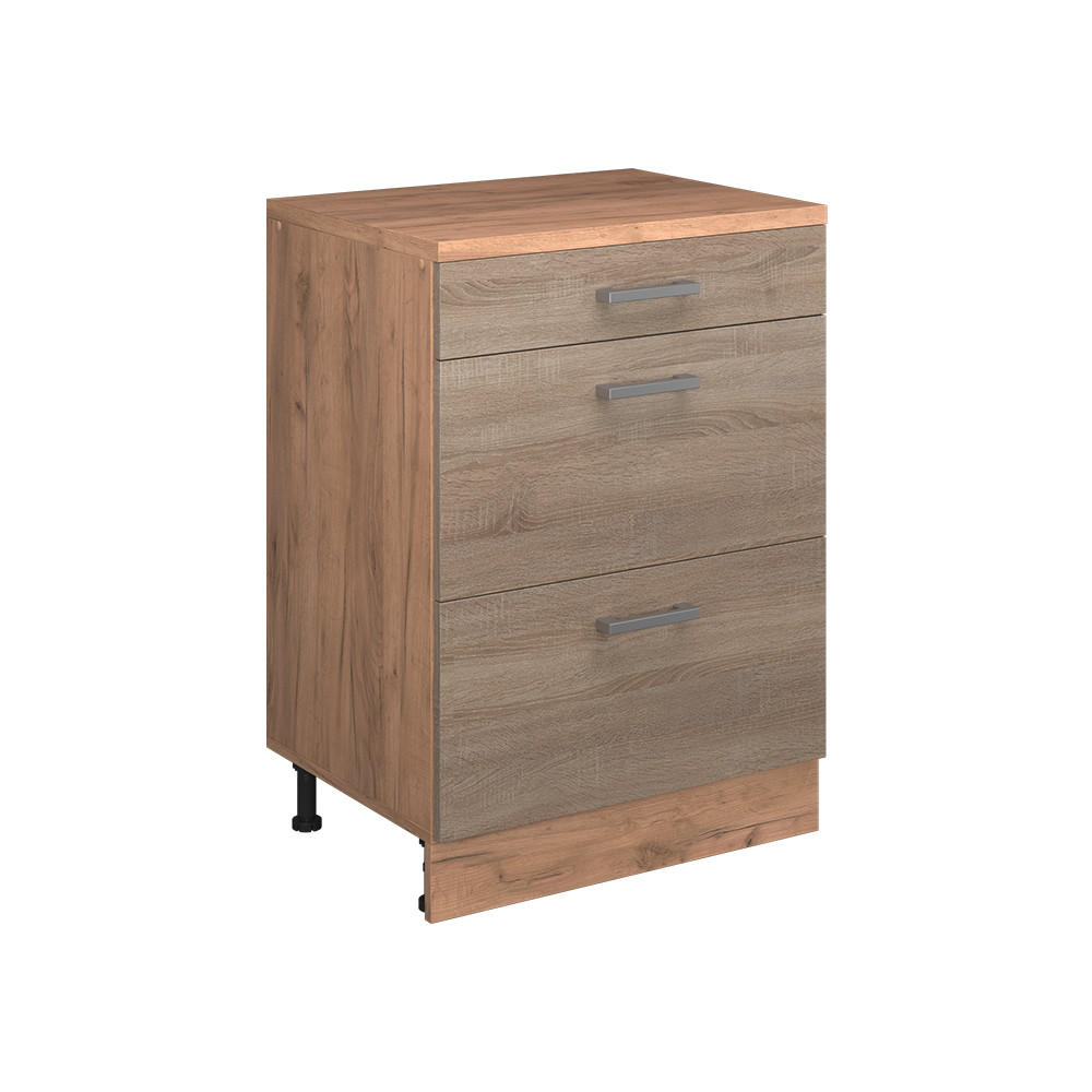 K&Ouml;KSSK&Aring;P F&Ouml;R SLUTTANDE TAK R-Line, Sonoma, 60 cm utan lutning med 3 l&aring;dor Sonoma ek, Honungsek 83.8/60/46 cm