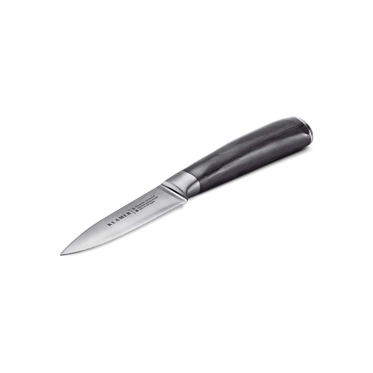 MESSER Damast Schälmesser 8,6 cm Pakkaholz - Schwarz, Metall (20cm) - KLAMER