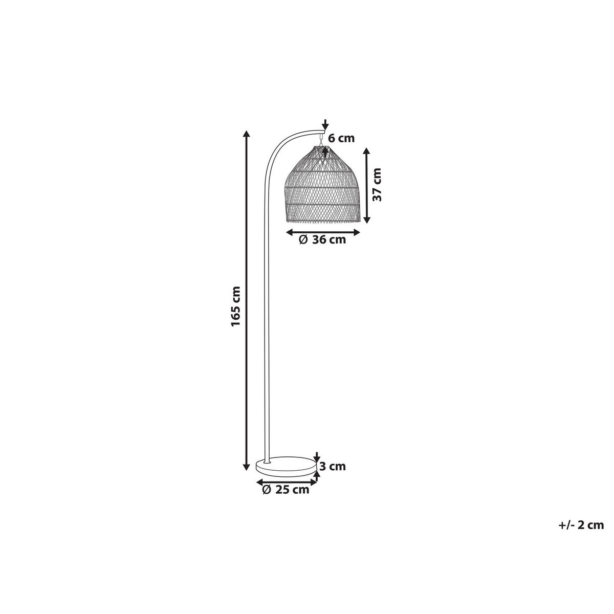 STEHLAMPE Bernica 36/36/165 cm - Naturfarben, Naturmaterialen (36/36/165cm) - Beliani