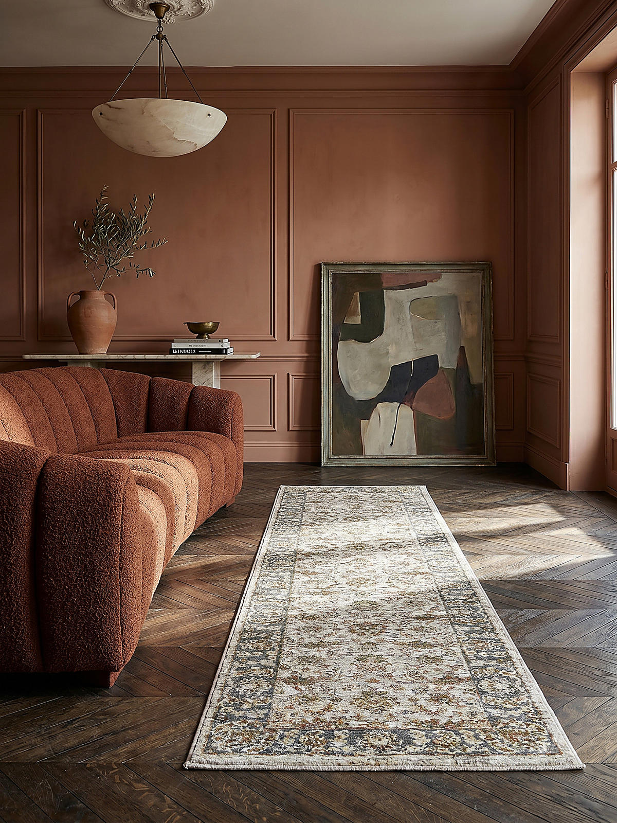 TEPPICH ADUR, im Vintage-Stil, Erdtöne-Grün, 60 x 230 cm - Grün, Textil (60/230cm) - KADIMA DESIGN