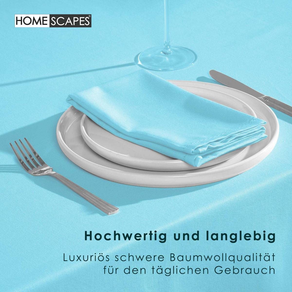TISCHDECKE hellblau rund 178 cm, 100% Baumwolle - Hellblau, Textil (178/178cm) - Homescapes