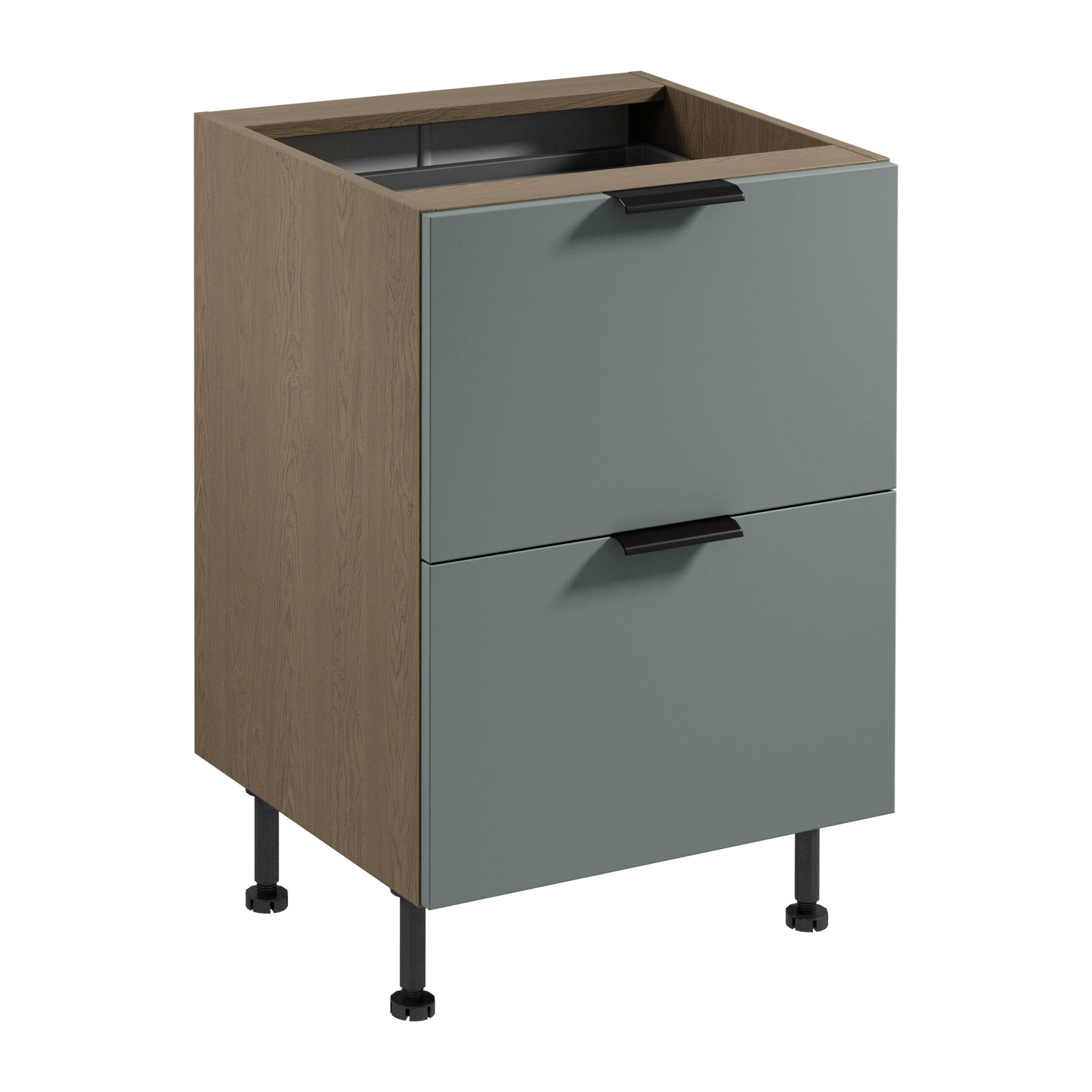 UNTERSCHRANK D60S2+1 AX – Sorento Grün – Grün / Eiche - Eichefarben/Grün, Holzwerkstoff (60/87/52cm) - ROYAL24_MARKT