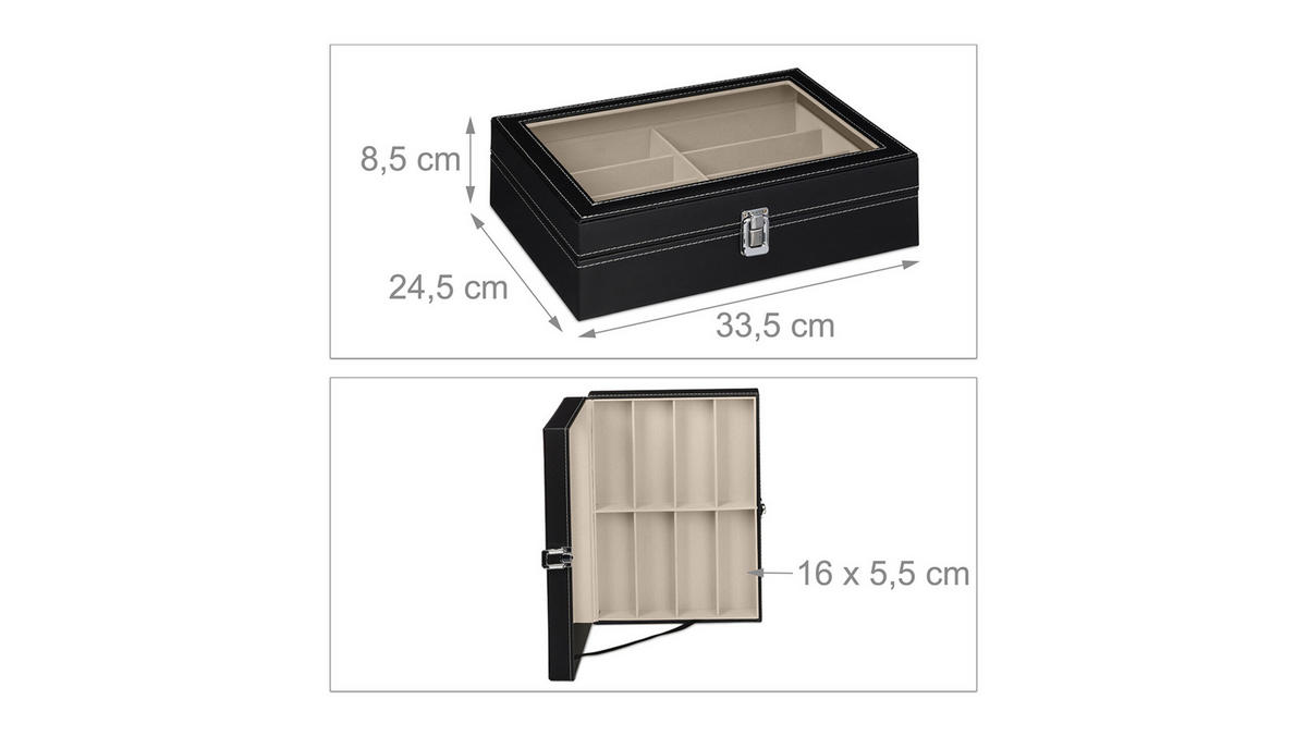 BRILLENBOX - Multicolor, Glas/Holzwerkstoff (33.5/8.5/24.5cm) - Relaxdays