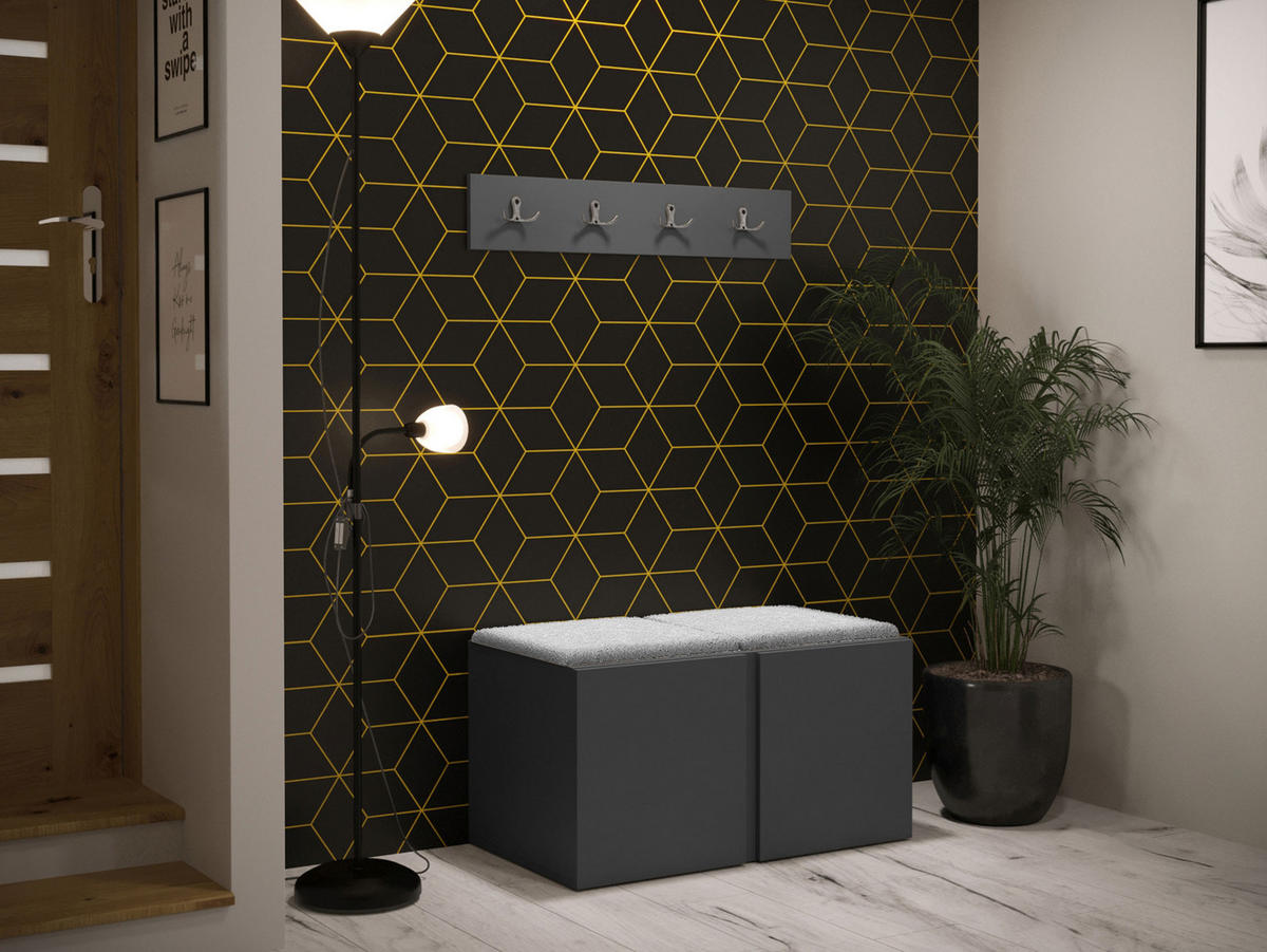 GARDEROBEN-SET Orion VI - Hellgrau/Graphitfarben, Holzwerkstoff/Kunststoff (84/42/46cm) - MIRJAN24