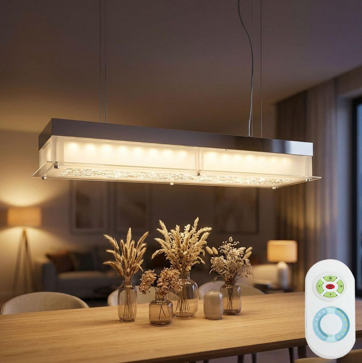 LED HÄNGELAMPE Metall Silber - Silberfarben, Glas (80/20/93cm) - Globo Lighting