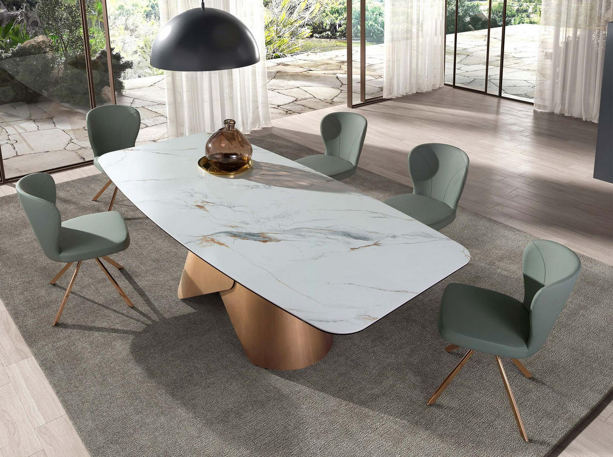 STUHL Hellgrüner Kunstleder-Drehstuhl 49/63/83 cm - Pink/Goldfarben, Leder/Metall (49/83/63cm) - ANGEL CERDA