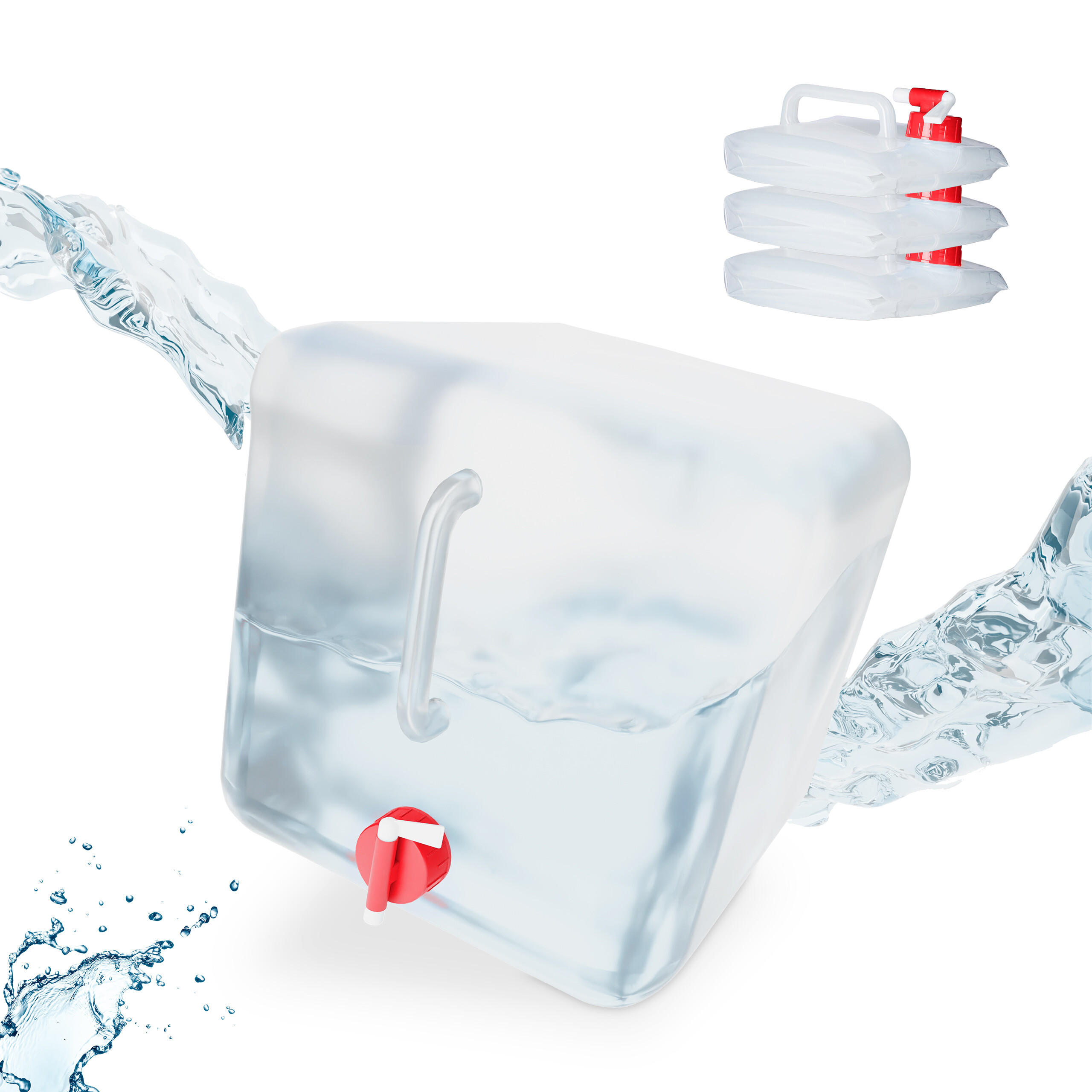 CANISTRA Transparent Rosu set-4-piese cu robinet 20 l