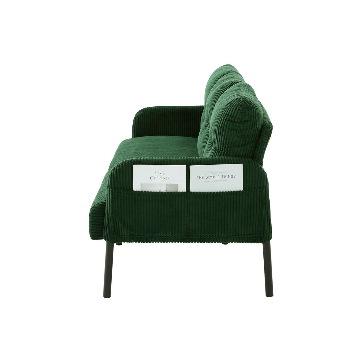 3-SITZER-SOFA DE-33596 mit Seitentaschen Smaragdgrün - Grün, Metall (171/80/72cm) - ComfortXL